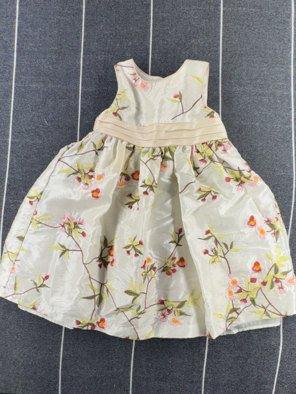 Cherokee Cream Floral Embroidered Girls' Party Dress